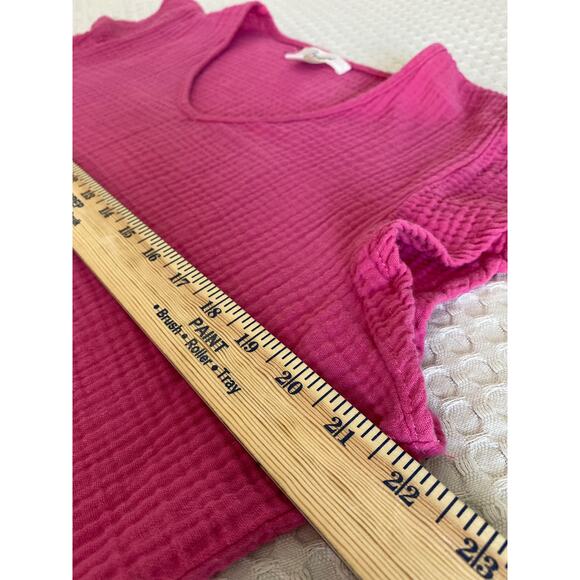 Passport Pink V-neck Gauze Ruffle Sleeve Top Sz XL - Picture 4 of 6